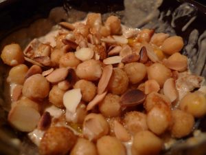 Our Fatteh has sliced almonds on top. 